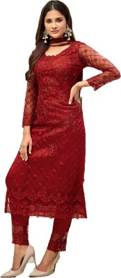 IYALAFAB Net/Lace Embroidered Salwar Suit Material