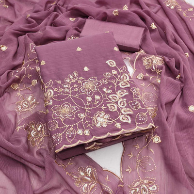 NIDHI'S FASHION Silk Blend Embroidered Salwar Suit Material