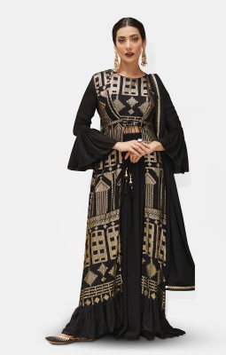 Divine Exim Georgette Embroidered Kurta & Palazzo Material