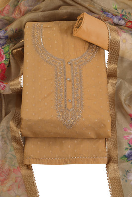 Tavas Chanderi Embroidered Salwar Suit Material