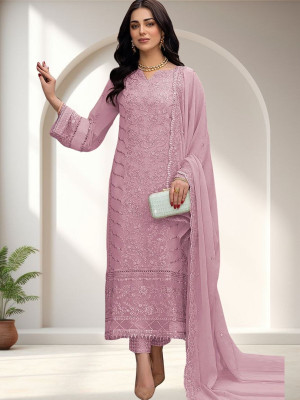 Dealbazaars Corporation Georgette Dyed, Embroidered, Embellished, Self Design Salwar Suit Material