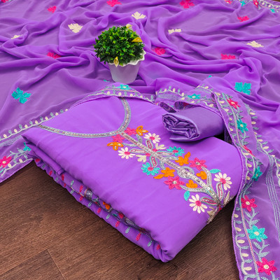 DUTT TEXTILE Georgette Self Design Salwar Suit Material