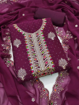 HOUSEEOFCOMMON Pure Cotton Embroidered Salwar Suit Material