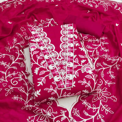 NF FAB Art Silk Embroidered Salwar Suit Material