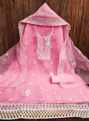 Ethnic Junction Organza Embroidered Salwar Suit Material