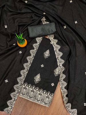 manvaa Silk Blend Embellished Salwar Suit Material