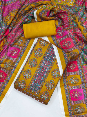 FLAPION CREATION Art Silk Graphic Print Salwar Suit Material