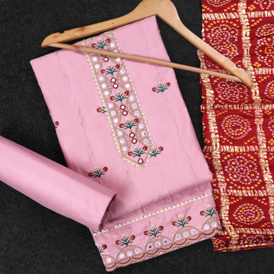 BR Designer Pure Cotton Embroidered Kurta & Churidar Material