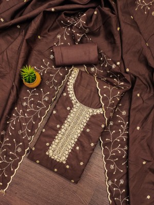 M FASHION Cotton Blend Embroidered Salwar Suit Material