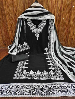 FUSIONVALLEY Georgette Animal Print Salwar Suit Material