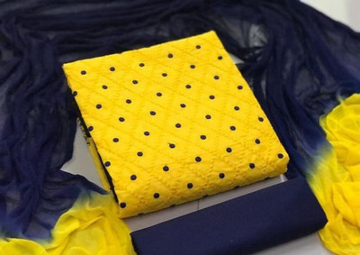 Stylecircle Cotton Blend Embroidered Kurta & Churidar Material