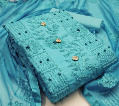 Stylecircle Cotton Blend Embroidered Kurta & Churidar Material