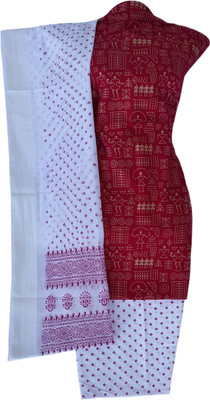ADHIN Cotton Blend Dyed, Self Design Salwar Suit Material