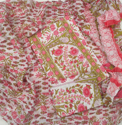 FAB JUNCTION Pure Cotton Printed Salwar Suit Material