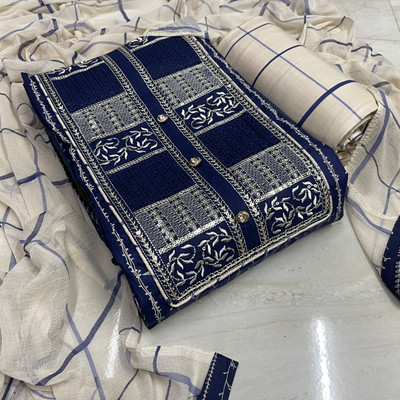 krishna boutique Pure Cotton Embroidered, Printed Salwar Suit Material