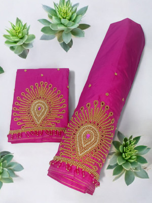 SM FASHION Silk Blend Embroidered Blouse Material