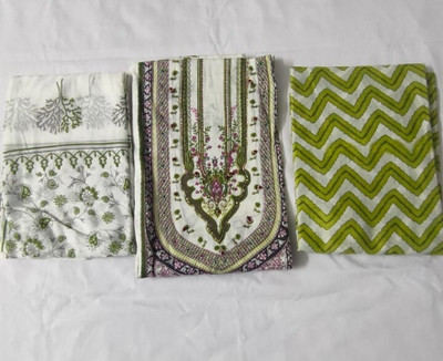 RangeRiwaj Pure Cotton Floral Print, Chevron/Zig Zag Salwar Suit Material
