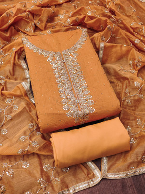 HouseOfCommon Chanderi Embroidered Salwar Suit Material