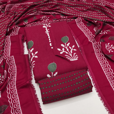 RUDRAA FAB Cotton Blend Printed Salwar Suit Material