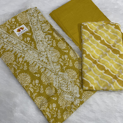 SILKORA Pure Cotton Embroidered Salwar Suit Material