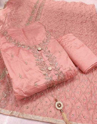 PandadiSaree Chanderi Embroidered Salwar Suit Material