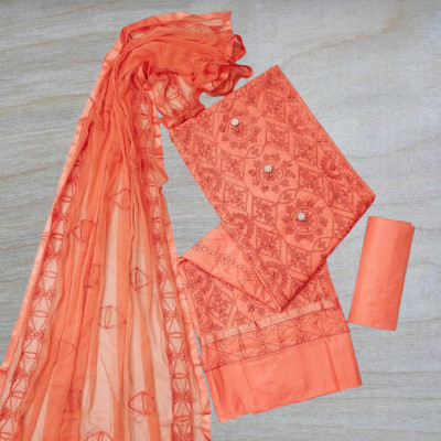 BJM ENTERPRISE Cotton Blend Embroidered Kurta & Churidar Material
