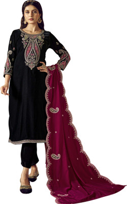 HouseOfCommon Velvet Embroidered Salwar Suit Material