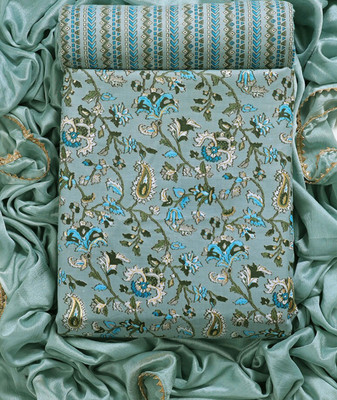 YANKITA Cotton Blend Floral Print Kurta & Patiyala Material