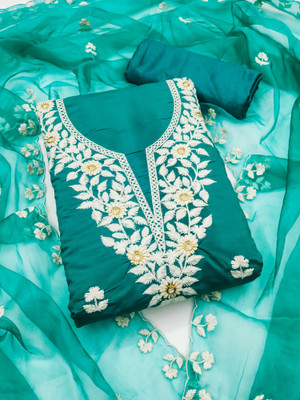 PANZORA Art Silk Embroidered Salwar Suit Material