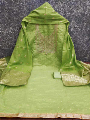 NIDHI'S FASHION Silk Blend Embroidered Salwar Suit Material