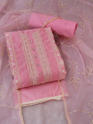 Tavas Chanderi Embroidered Salwar Suit Material