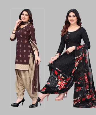 ANIRAV Crepe Solid, Floral Print Salwar Suit Material