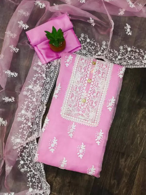 M FASHION Organza Embroidered Salwar Suit Material