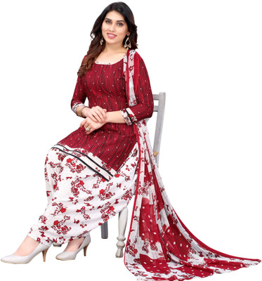 AYKA CLOTHINGS Crepe Floral Print, Printed, Geometric Print Kurta & Patiyala Material
