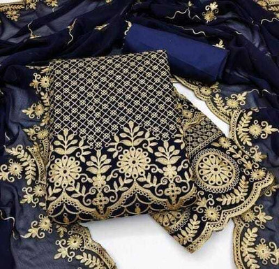 CLOTHLEMON Georgette Embroidered Salwar Suit Material