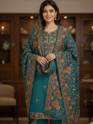 REET MAHAL Wool Embroidered Salwar Suit Material