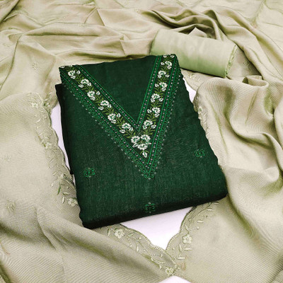 Peachmode Silk Blend Embroidered Salwar Suit Material