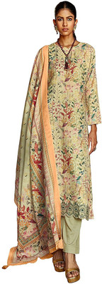 DRAVINAM Trends Wool Floral Print Salwar Suit Material