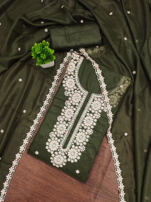 PANZORA Georgette Embroidered Salwar Suit Material