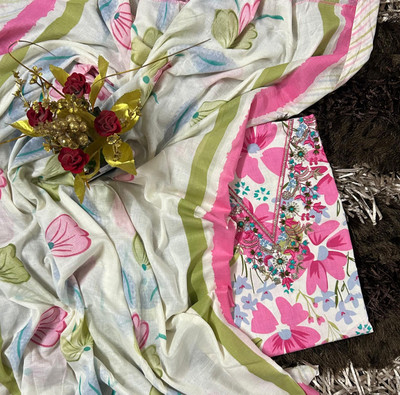 EJS Pure Cotton Floral Print Salwar Suit Material
