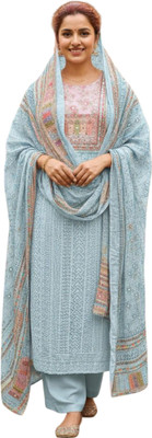 Aadhyacreations Cotton Blend Embroidered Kurta & Palazzo Material