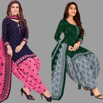 HouseOfCommon Crepe Solid, Floral Print, Printed, Geometric Print Salwar Suit Material