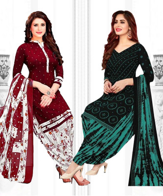 THIRA Crepe Solid, Printed Salwar Suit Material