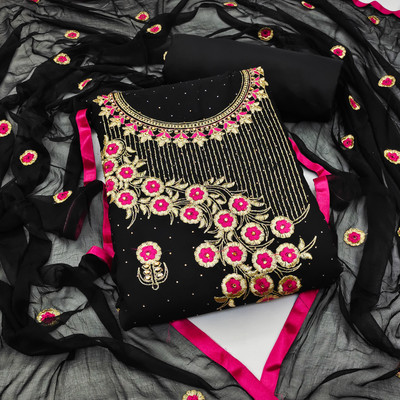 ramdev creation Georgette Embroidered Salwar Suit Material