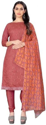 RUDRAA FAB Chanderi Embroidered, Printed Salwar Suit Material