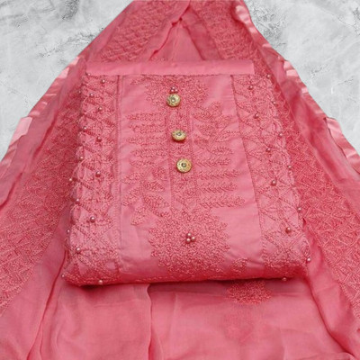 BJM ENTERPRISE Cotton Blend Embroidered Kurta & Churidar Material