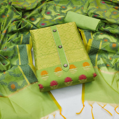 Blissta Silk Blend Floral Print Salwar Suit Material