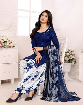 Saubhagyavati Crepe Printed Salwar Suit Material