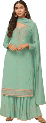 DHRISHUTEXTILE Georgette Embroidered Kurta & Palazzo Material