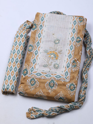 Meena Bazaar Cotton Blend Embroidered Salwar Suit Material